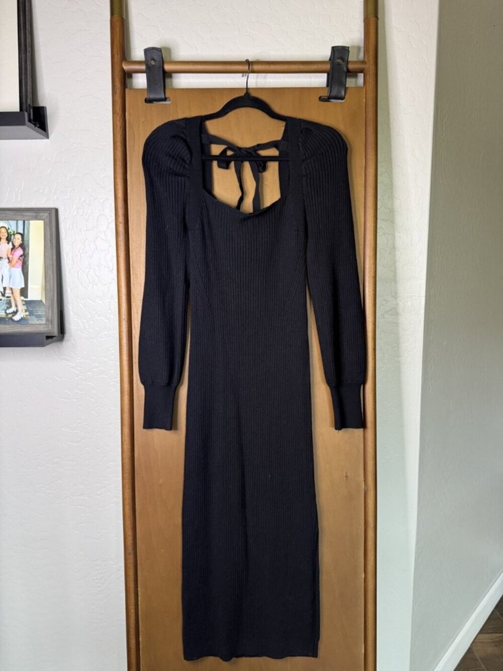 Charles Henry Black Ribbed Long-Sleeve Knit Dress Size S NWT